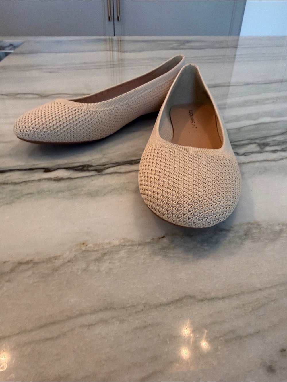 NWOT lucky brand Women's Knit Ballet Flats in Light Beige